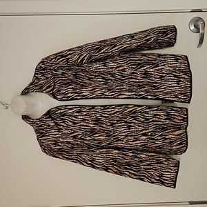 Reversible jacket open front animal print floral   CHICO'S sz. XL brown green